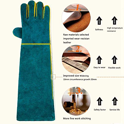 Anti-Mordidas Guantes ara Manejo de Animales, PeSandy 60CM Guantes de Trabajo Duraderos para Bañarse, Arreglarse, Soldar, Manipular Perros/ Gatos/ Aves/ Serpientes/ Loros/ Lagartos/ Reptiles