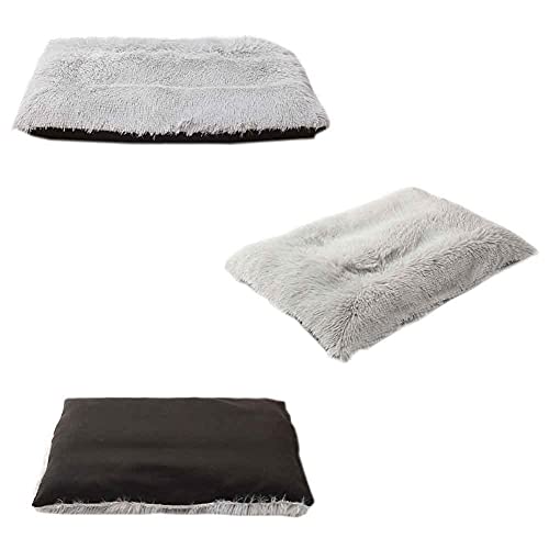 Anwangda Cama ortopédica para perros, rectangular, cubierta extraíble, funda de felpa, cama para perros pequeños, lavable, antideslizante, color gris claro, talla: M