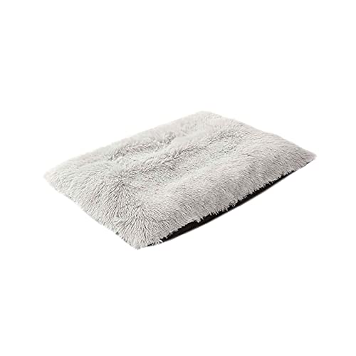 Anwangda Cama ortopédica para perros, rectangular, cubierta extraíble, funda de felpa, cama para perros pequeños, lavable, antideslizante, color gris claro, talla: M