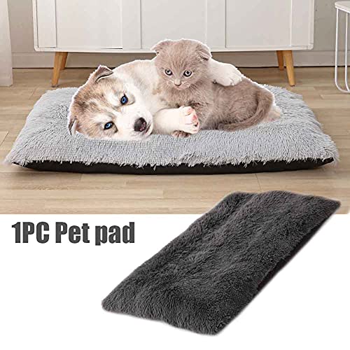 Anwangda Cama ortopédica para perros, rectangular, cubierta extraíble, funda de felpa, cama para perros pequeños, lavable, antideslizante, color gris claro, talla: M