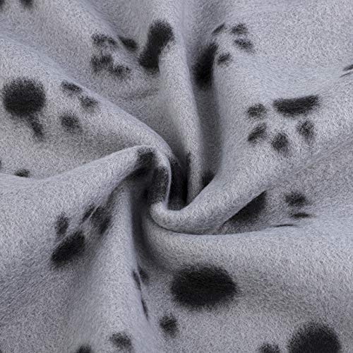 Aodaer Paquete de 4 mantas para mascotas con estampado de patas, manta de animales para perros pequeños, color negro, gris, beige y azul claro, 70 x 100 cm