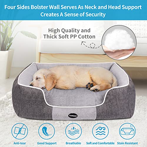 Aoeeppa Cama Perro Grande, Cama de Perro con Cojín Desmontable, Colchón Perro Lavable y Antideslizante, Cama de Mascota Cálida y Transpirable, Pequeños Medianos Perro Sofa, Gris L(78x66x20cm)