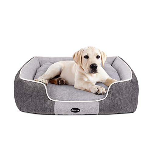 Aoeeppa Cama Perro Grande, Cama de Perro con Cojín Desmontable, Colchón Perro Lavable y Antideslizante, Cama de Mascota Cálida y Transpirable, Pequeños Medianos Perro Sofa, Gris M(66x56x18cm)