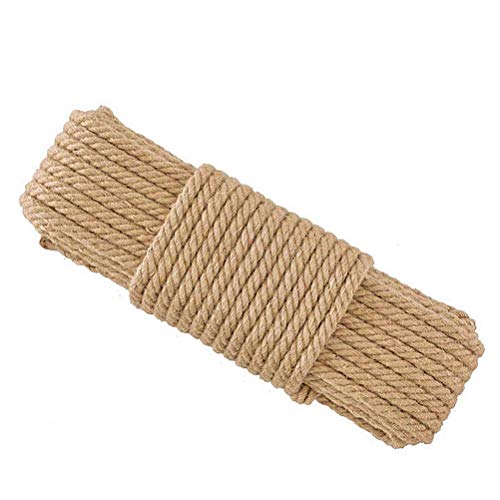 Aoneky Cuerda de Sisal Natural - 6/8/10mm, 10/20/30/40/50/100M, Cuerda para Rascador de Gatos, Cuerda para Embalaje de Regalos, Cuerda Fina para Manualidades Bricolaje, Marrón (30m×8mm)