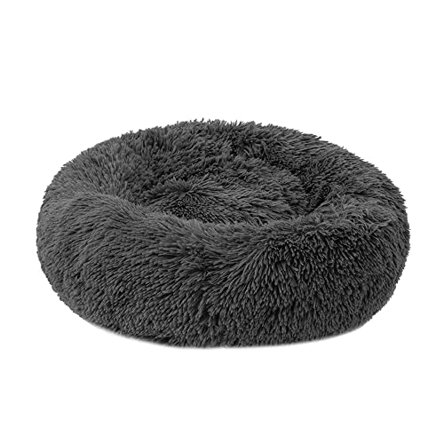 Aoresac Cama Perro Gato Grande Pequeño, Cama Mascota Redonda Cálido Felpa, Sofá Cojin Suave Cachorro Animales Domésticos Invierno, 40/50/60/70/80/100/120 CM (XS, Gris Oscuro)