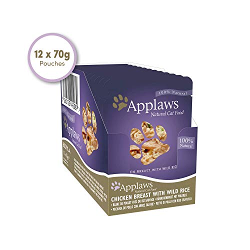 Applaws 8007ML-A Bolsita de Manzana Gato 70 g de Pollo con arroz Salvaje, 12 x 70 g