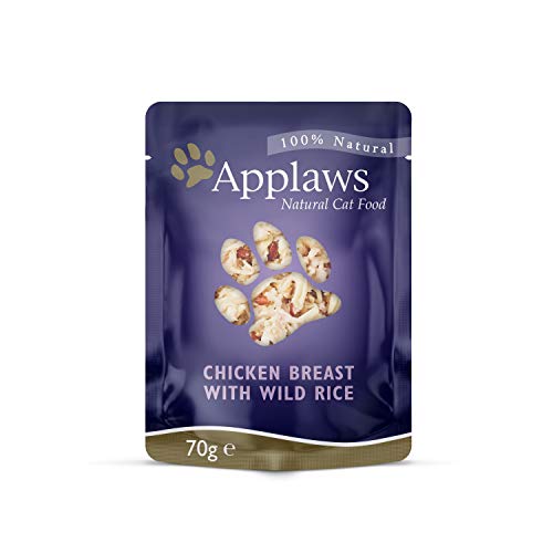 Applaws 8007ML-A Bolsita de Manzana Gato 70 g de Pollo con arroz Salvaje, 12 x 70 g