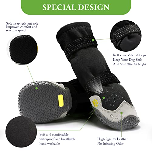 AQH Zapatos Perro, Tubo Largo térmico Zapatos Impermeables para Perros, Protector de Pata de Perro con Suela de Goma de Microfibra Transpirable (2#)