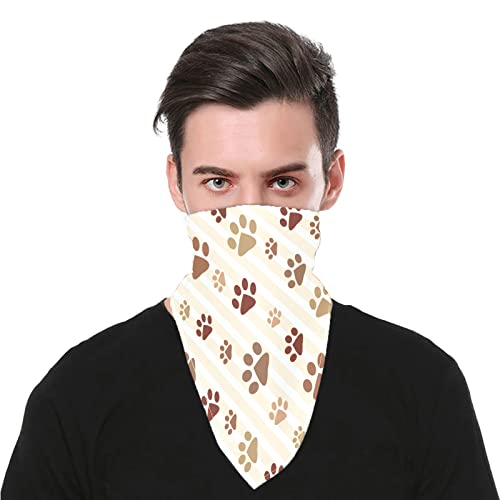 AQQA Envoltorios para la cabeza Gato Perro Patas Huellas Pañuelos para la cabeza Patrón multiusos Bandanas para mascarilla para adultos Niños 22 "X 22" Paquete individual