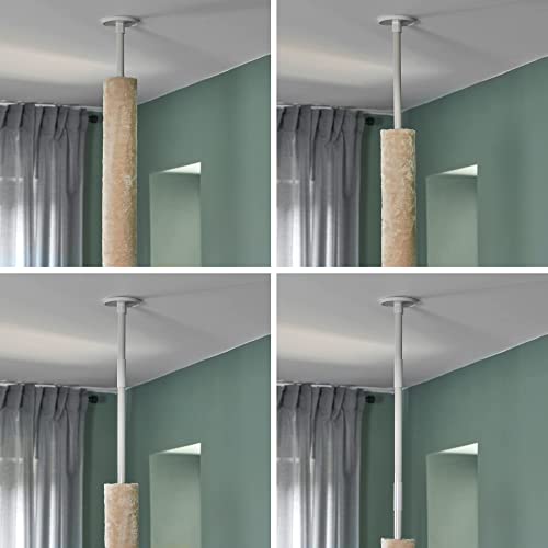 Árbol de Gato de 240 a 288 cm con Hamaca de Felpa, Cama y Poste de rasguño, Hamaca Colgante Beige con Poste para rascar y 3 Plataformas Grandes, Runesol Techo a Suelo