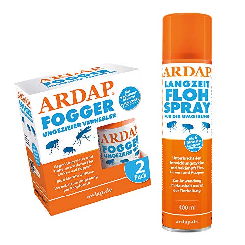 ARDAP Set 1 spray antipulgas de 400 ml + 2 antipulgas de 100 ml + paño de microfibra.