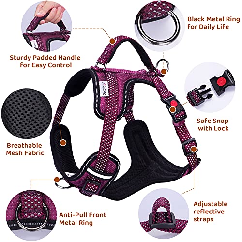 Arnes Antiescape Perro, Docatgo Arnes Perro Mediano Ultra Reflectante Arnes De Pecho Perro Confort Acolchado Ajustable Suave Arnes Easy Walk Perro para Entrenamiento Y Todos Los DíAs (Púrpura)