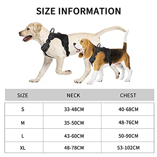 Arnés Antitirones Perro Transpirable PcEoTllar con Control de Manija y con Lineas Reflectantes Arnés Pecho Perro Duradero con Chaleco Acolchado Ajustable para Perros Grandes y Pequeños - Negro - XL