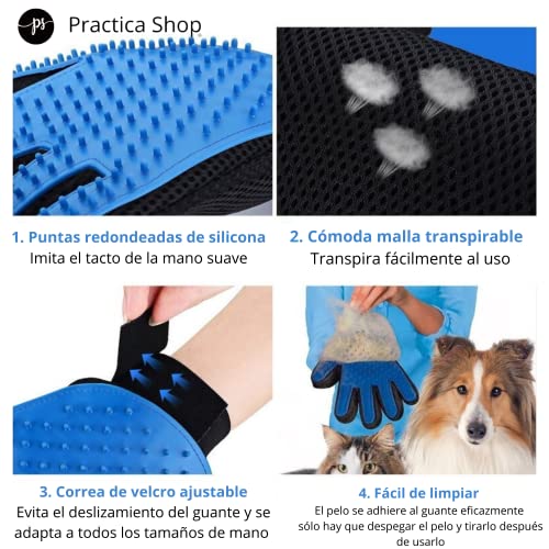 Arnes para Gatos Perros Pequeños y Cachorros Anti tirones, Cómodo, Ajustable y Transpirable con Correas más Manopla Cepillo de Limpieza Quitapelo Muerto y Suelto Mágico para Mascotas, Azul