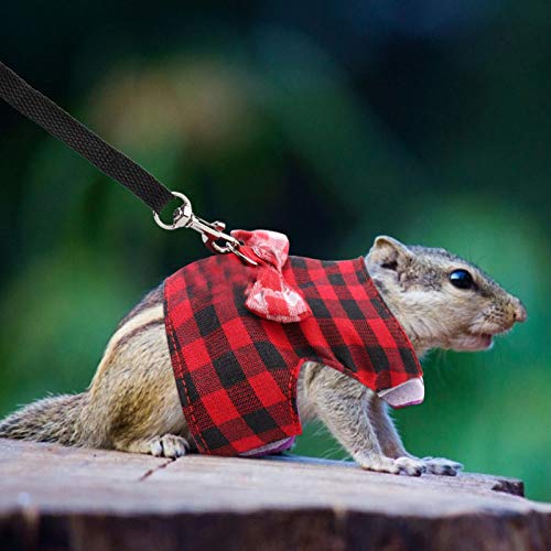 Arnés para hámster y cuerda de tracción, Arnés para mascotas pequeñas de 2piezas con decoración de lazo Chaleco de cuerda de tracción para animales pequeños para hurón, conejillo de indias, iguana(S)