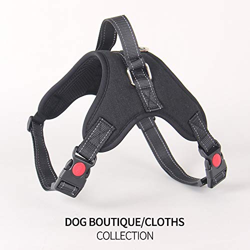 Arnés para perro de lujo, transpirable, ajustable, sin plomo, para perros pequeños, medianos y grandes, ideal para entrenamiento de caminata (negro L)