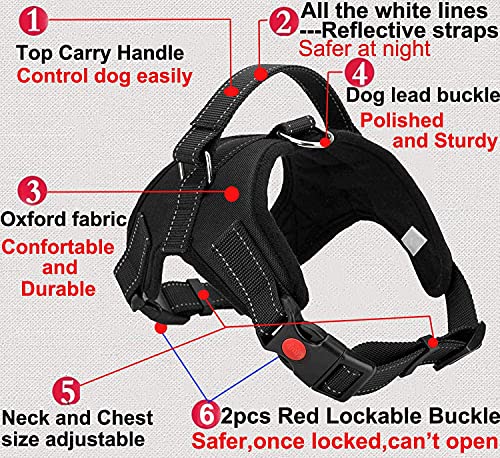 Arnés para perro de lujo, transpirable, ajustable, sin plomo, para perros pequeños, medianos y grandes, ideal para entrenamiento de caminata (negro L)