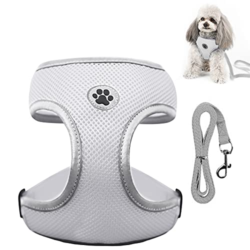 Arnes Perro, KINGLEAD Arnes Perro Antitirones Reflectante Arnes Perros Pequeños Arnes Gato Ajustable Transpirable Cómodo Suave Acolchado Arnés Perro para Perros Pequeño, Gatos y Cachorros