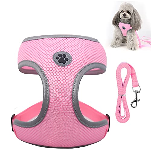 Arnes Perro, KINGLEAD Arnes Perro Antitirones Reflectante Arnes Perros Pequeños Arnes Gato Ajustable Transpirable Cómodo Suave Acolchado Arnés Perro para Perros Pequeño, Gatos y Cachorros