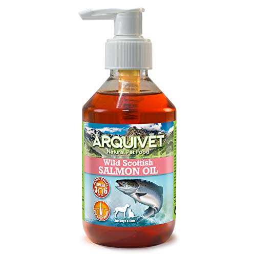 ARQUIVET - Aceite de salmón escocés 250 ml para Perros y Gatos - Alimento complementario - Fuente de Omega 3 y 6 - Vitamina E - Comida para Perros y Gatos