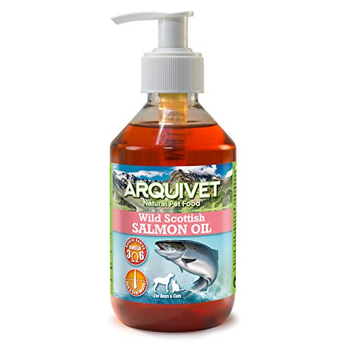 ARQUIVET - Aceite de salmón escocés 250 ml para Perros y Gatos - Alimento complementario - Fuente de Omega 3 y 6 - Vitamina E - Comida para Perros y Gatos