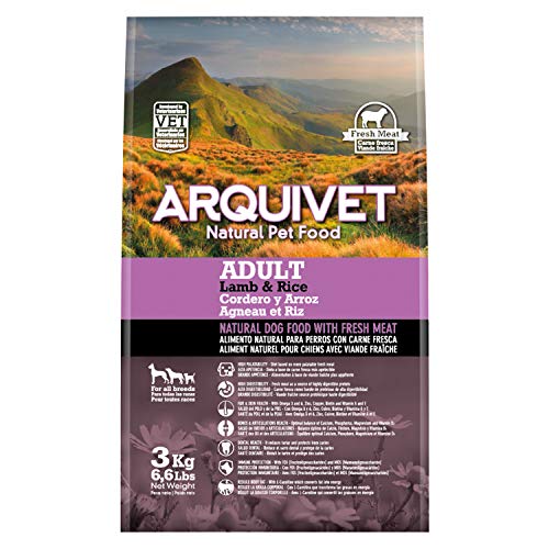 ARQUIVET Adult Cordero y Arroz 3 kg - Pienso Natural para Perros Adultos de Todas Las Razas - Alimento seco para Perros - Comida Super Premium - Alta digestibilidad, gastrointestinal