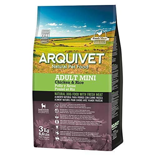 ARQUIVET Adult Mini Pollo y Arroz 3 kg - Pienso Natural para Perros Adultos de Razas pequeñas - Alimento seco para Perros - Comida Super Premium - Alta digestibilidad, gastrointestinal