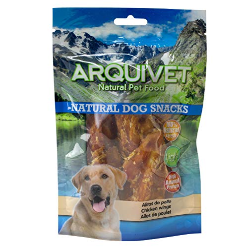 ARQUIVET Alas de Pollo con Calcio 100 gr - Snacks 100% Naturales para Perros - Chuches, premios, golosinas y recompensas caninas - Alimentación Natural complementaria para Perros