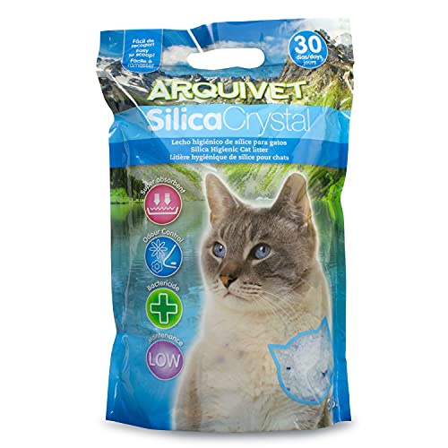 Arquivet Arena para Gato Silica Crystal Pack 8 Unidades de 3.8 L, lecho higiénico para Gatos, felinos, Capacidad Absorbente, Ayuda a Eliminar olores y bacterias