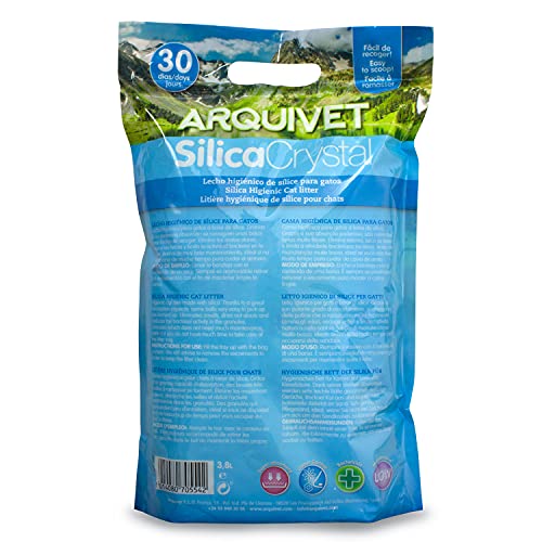 Arquivet Arena para Gato Silica Crystal Pack 8 Unidades de 3.8 L, lecho higiénico para Gatos, felinos, Capacidad Absorbente, Ayuda a Eliminar olores y bacterias