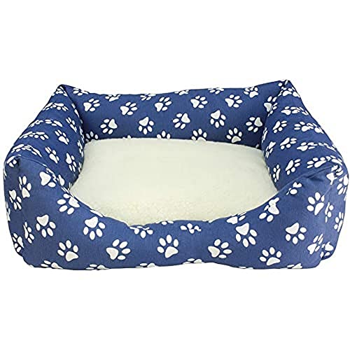 Arquivet Cama para perros Huellas azules - 60 x 55 x 18 cm