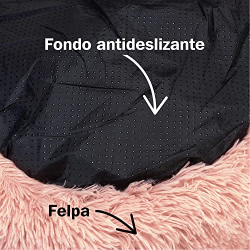 Arquivet Cama Redonda Suave Color Rosa 50 cm - Cama antiestrés para Perros - Muy cómoda y Relajante - Base Antideslizante - Perros pequeños y medianos