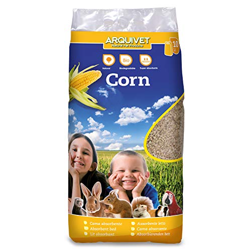 Arquivet Corn - Lecho higiénico de maíz molida para pequeñas Mascotas - Absorbe líquidos y Malos olores - Lecho higiénico para roedores - Conejos, Ardillas, Hamsters, cobayas, Aves - 10 L