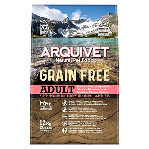 ARQUIVET Grain Free - Adult Salmón y atún con Verduras 12 Kg - Pienso Natural para Perros Adultos de Todas Las Razas - Sin Cereales y sin Gluten - Hipoalergénico - Comida para Perros