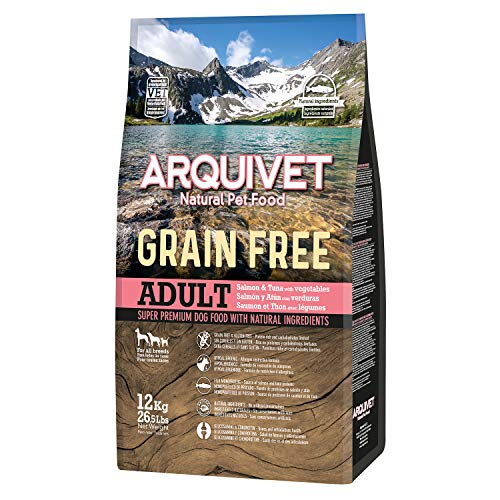 ARQUIVET Grain Free - Adult Salmón y atún con Verduras 12 Kg - Pienso Natural para Perros Adultos de Todas Las Razas - Sin Cereales y sin Gluten - Hipoalergénico - Comida para Perros