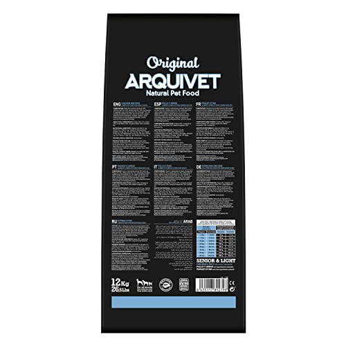 Arquivet Original Senior & Light - Pienso para Perros Adultos Mayores - Pollo y arroz - Comida para Perros - Alimento seco para Perros - Alimentación Canina - Pienso Saludable - 12 Kg