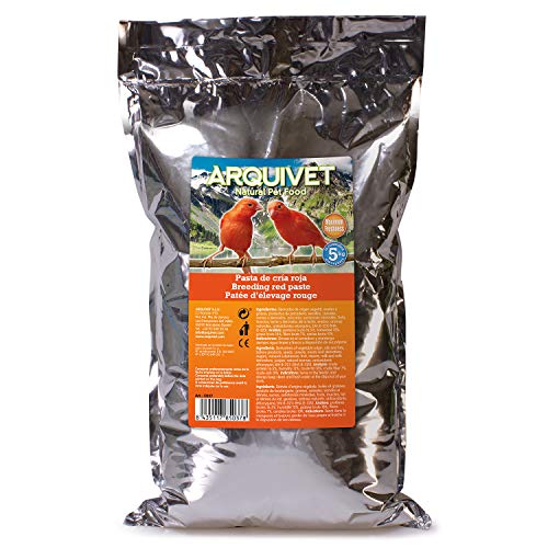 Arquivet Pasta de cría roja para pájaros 5 Kg - Sabor Neutro - Alimentación para Aves - Comida para Todo Tipo de pájaros y Especialmente de Plumaje Rojo