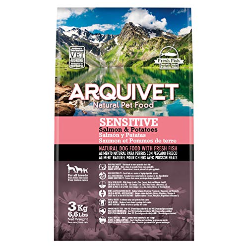 ARQUIVET Pienso Natural para Perros con Pescado Fresco 3 Kg - Sensitive Salmón y Patata - Comida Natural para Perros - Alimentación Canina para Adultos