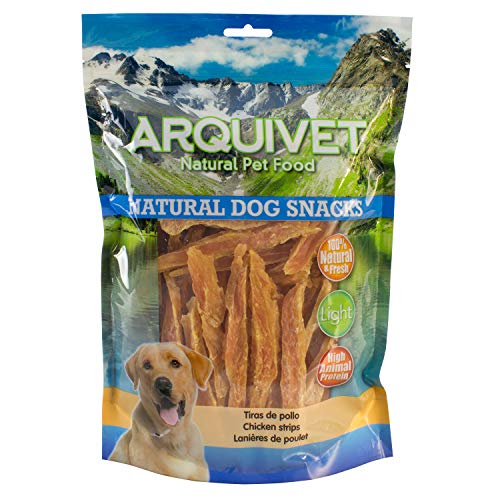 ARQUIVET Tiras de Pollo 1kg - Snacks 100% Naturales para Perros - Chuches, premios, golosinas, chucherías, recompensas caninas - Producto Light, bajo en Grasas