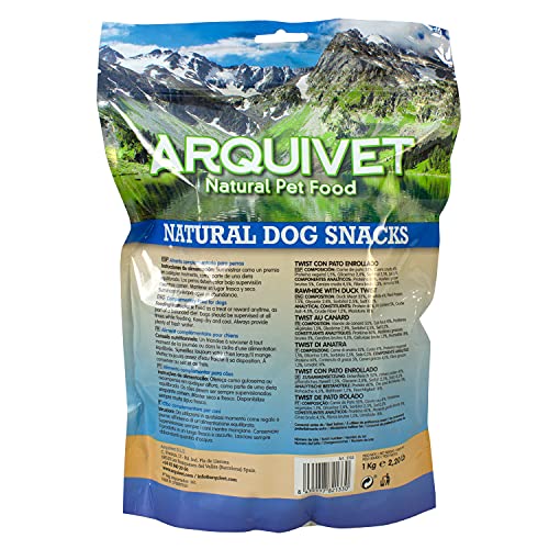 Arquivet Twist con Pato Enrollado 13 cm - 1kg - Natural Dog Snacks - Snacks Perros - 100% Natural - chuches Perros - premios Perros - golosinas Perros - Snacks Naturales - Producto Light