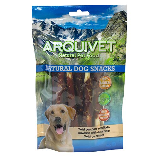 Arquivet Twist de pato enrollado - Snacks Naturales para perros - Chuches para perros - Golosinas para perro - Premios y recompensas para tu mascota - 13 cm - 100 g