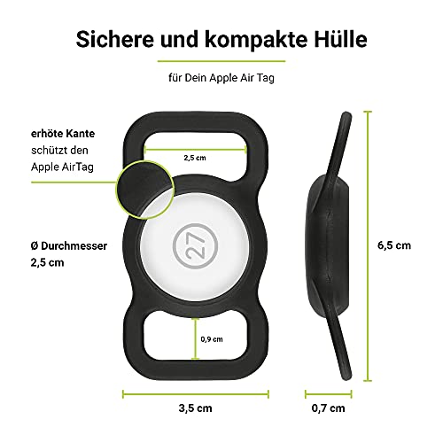 Artwizz PetStrap - Funda compatible con Apple AirTag como colgante para collar de perro o gato - Funda de silicona para usar como rastreador GPS para tu mascota - 2 unidades - negro y blanco