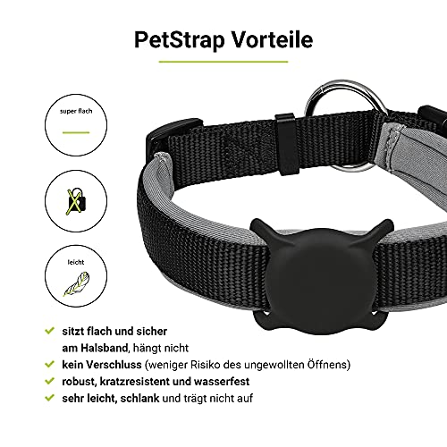 Artwizz PetStrap - Funda compatible con Apple AirTag como colgante para collar de perro o gato - Funda de silicona para usar como rastreador GPS para tu mascota - 2 unidades - negro y blanco