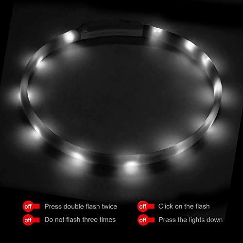 ASANMU Collar de perro LED luminoso, collar para perros, collar luminoso, USB recargable, banda de perro de noche parpadeante, seguridad para perros, cachorros, gatos (color blanco)