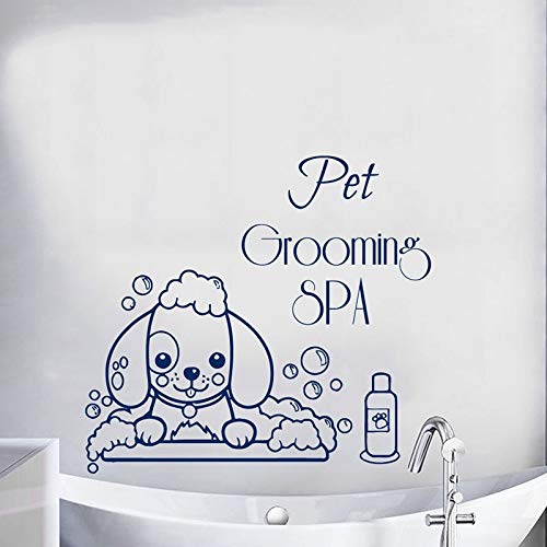 Aseo de mascotas Spa Etiqueta de la pared Perro de dibujos animados Baño Decoración de la tienda de mascotas