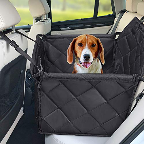 Asiento de Automóvil para Perros con Lados Robustos y Cinturón de Seguridad para Perros, Fundafunda Impermeable para Asiento Trasero de Coche para Mascotas para Perros Pequeños y Medianos