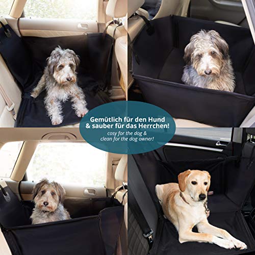 Asiento para Perros para Asiento Trasero - 60x53x35cm - Robustas Varillas de Fibra de Vidrio - Ajuste Universal para Todos los Coches - con Cuenco Bol Plegable