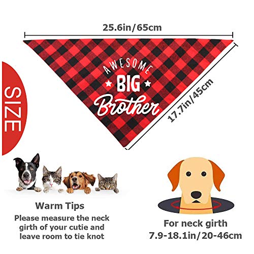 ASOCEA Big Brother Dog Bandana Big Sister Baberos triangulares reversibles Anuncio de embarazo Cachorro Gatito Niños Niñas Género Revelación Foto Prop Bufanda Accesorios para perros pequeños medianos