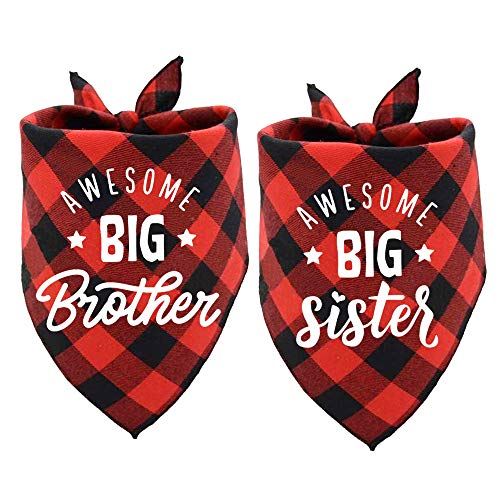 ASOCEA Big Brother Dog Bandana Big Sister Baberos triangulares reversibles Anuncio de embarazo Cachorro Gatito Niños Niñas Género Revelación Foto Prop Bufanda Accesorios para perros pequeños medianos