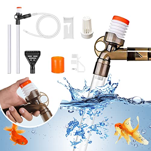 通用 Aspirador Acuario, Kit Limpiador de Acuario Limpiador con Manguera de Cambio de Agua Extra Larga+Raspador de Vidrio para Acuario Cambio de Agua, Lavado de Arena, absorción de heces